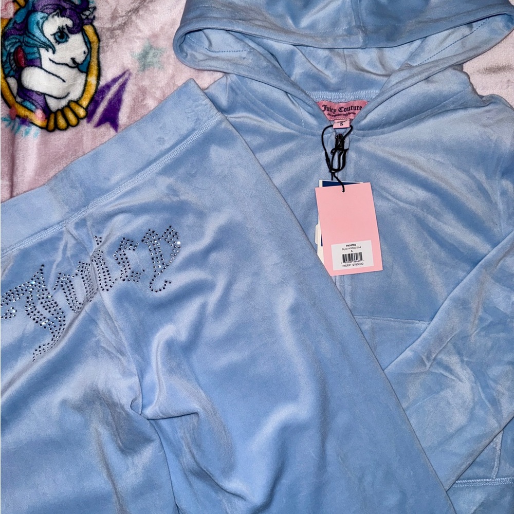 Juicy Couture Light Blue Track Pants & Hoodie Set - Picture 4 of 5